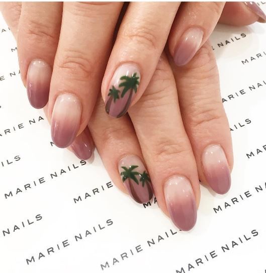 Trees Nail Art, Palm Tree Nail Art, Palm Nails, Tree Nail Art, Negative Space Nail Art, Palm Tree Nails, Spring Break Nails, Negative Space Nails, Space Nails