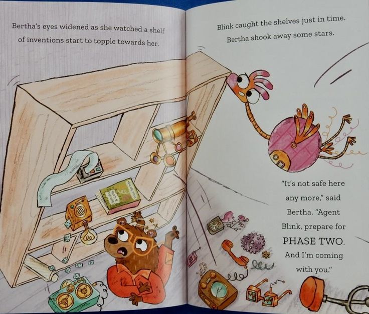 an open children's book with pictures of animals and other things inside the book