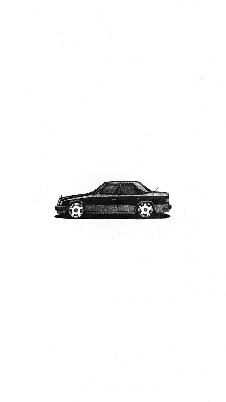 a drawing of a black car on a white background