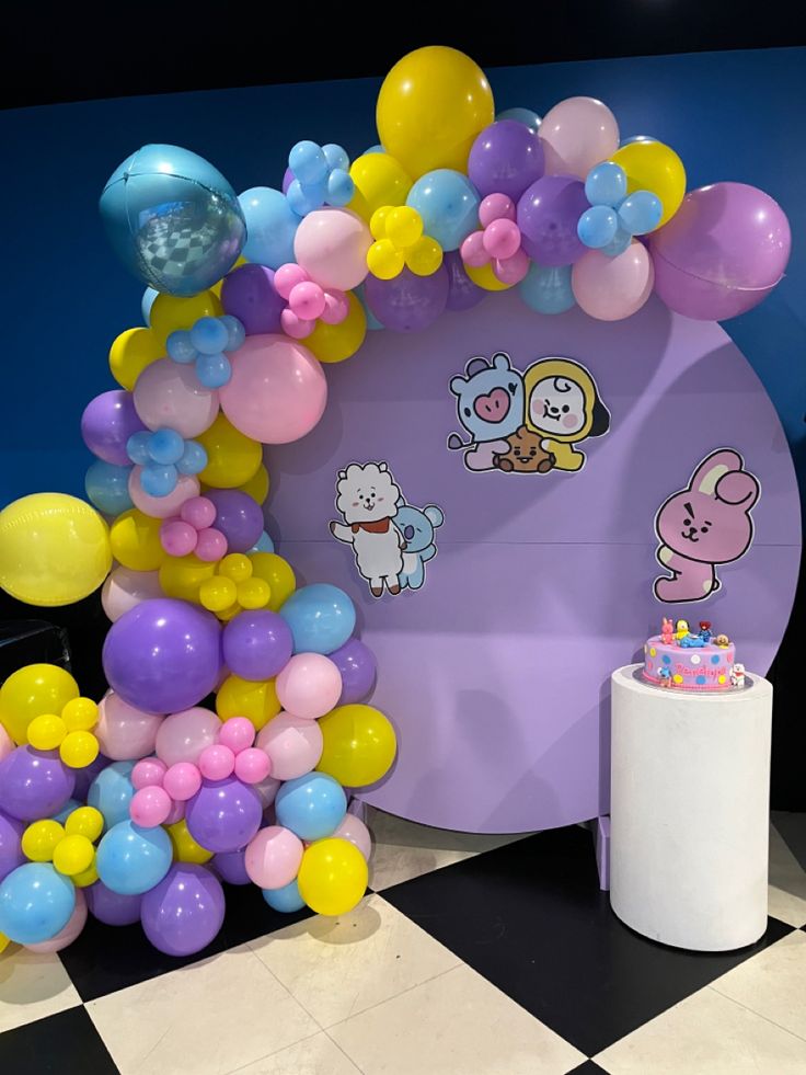 penny’s bt21 BTS themed birthday party Hello Kitty Birthday Decorations, Bts Party, Batman Cake Topper, 21st Decorations, Tiffany Birthday, Bts Cake, 32 Birthday, Birthday Goals, Bts Bt21