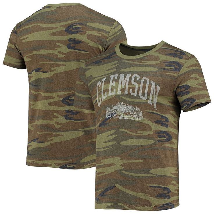 Show off your Clemson Tigers loyalty in sustainable style with this Arch Logo T-shirt from Alternative Apparel. It's made of ultra-soft tri-blend fabric that features eco-friendly materials to ensure supporting the Clemson Tigers has never felt better. The camo design and team details make this tee a great addition to your collection.Show off your Clemson Tigers loyalty in sustainable style with this Arch Logo T-shirt from Alternative Apparel. It's made of ultra-soft tri-blend fabric that featur Maryland Terrapins, Arch Logo, Alternative Apparel, West Virginia Mountaineer, Camo Designs, North Carolina Tar Heels, Florida State Seminoles, Alabama Crimson, Alternative Outfits