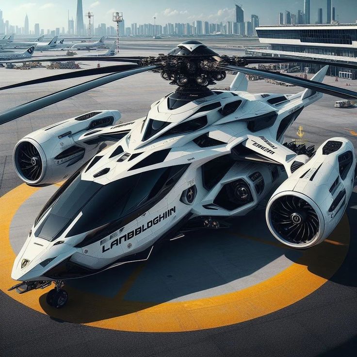 a futuristic vehicle is parked on the tarmac