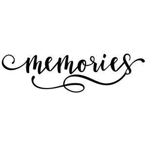 the word memories written in cursive writing with black ink on a white background