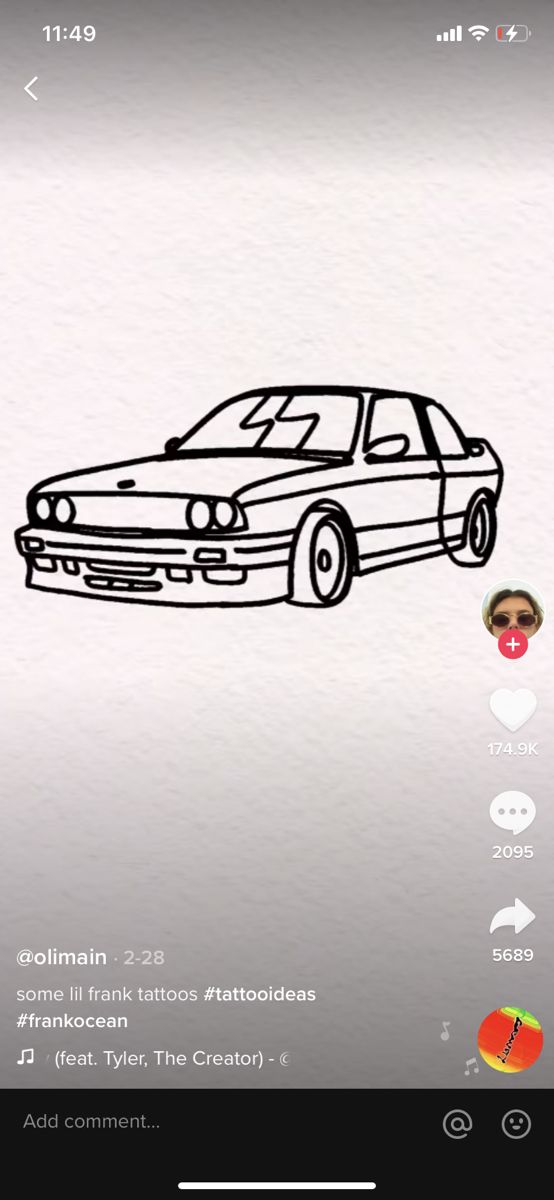 an image of a car drawn on paper with the words following for you above it