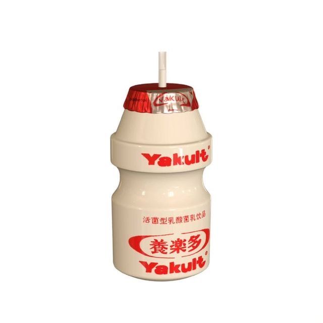 a white and red yogurt bottle with the words yakutu written on it