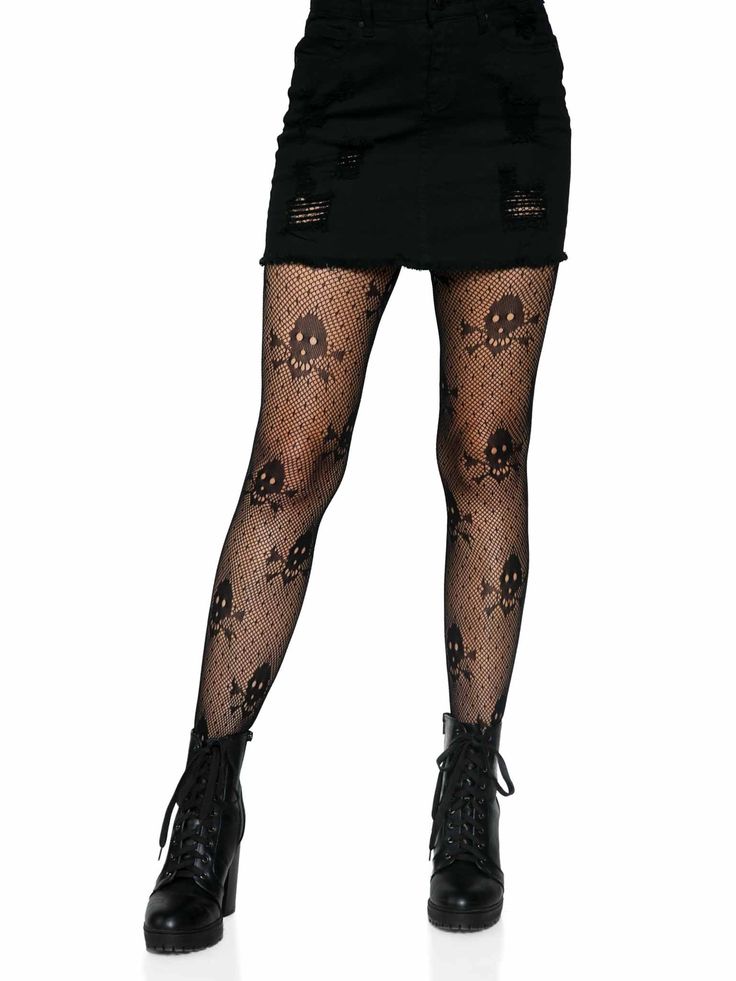 Leg Avenue Pirate Net Skull Tights Skull Tights, Gothic Tights, Net Tights, Street Punk, Printed Tights, Skull Pattern, Leg Avenue, Black Pantyhose, Fishnet Tights