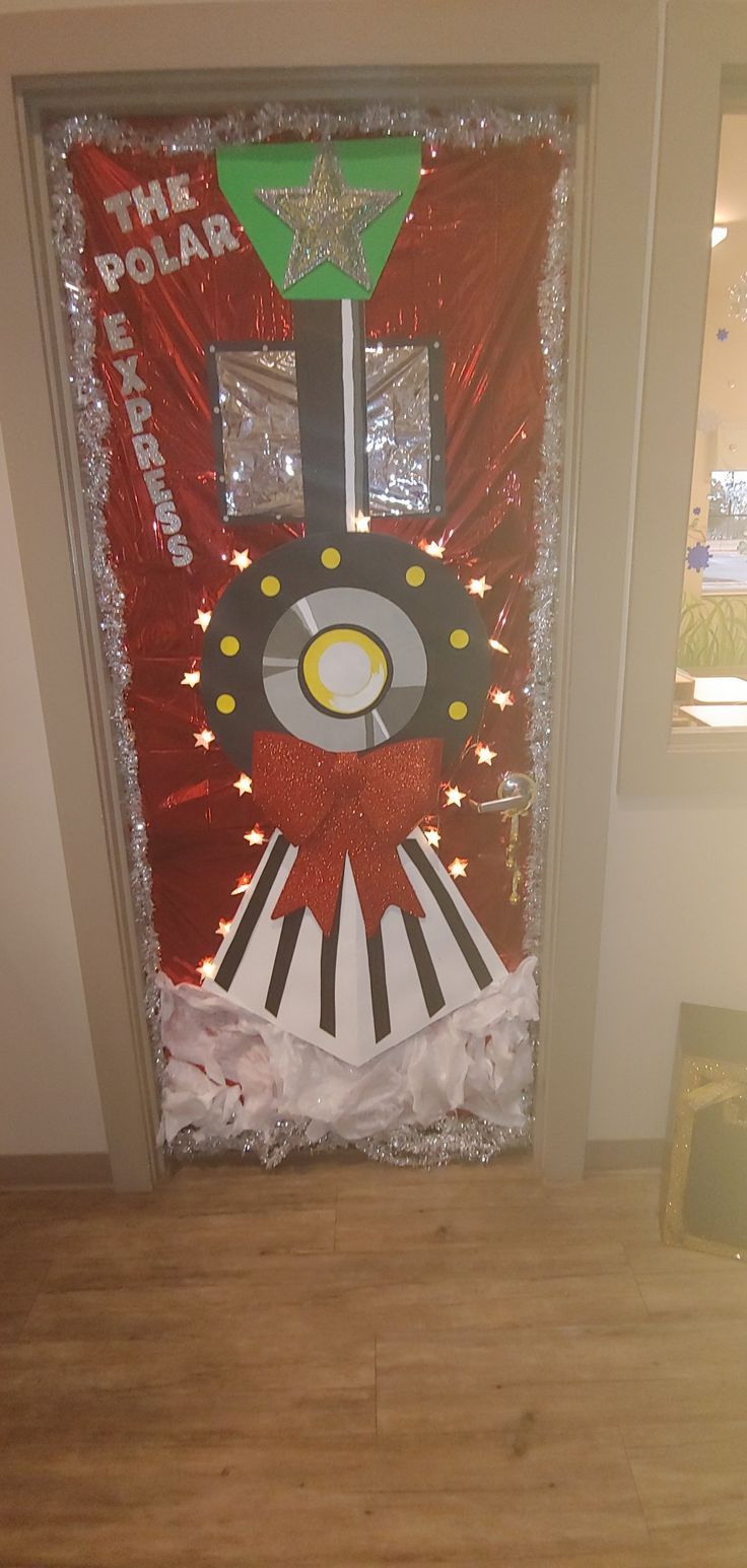 a door decorated to look like a train