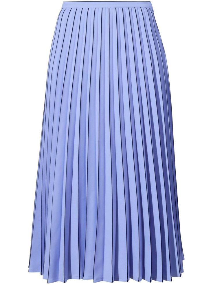 blue/black crepe texture high-rise concealed side zip fastening fully pleated accordion design mid-calf length straight hem Closet Edit, Dress Skirts, Work Skirt, Beauty Gift Card, Sophie Buhai, Runway Collection, White Label, Proenza Schouler, Denim Top