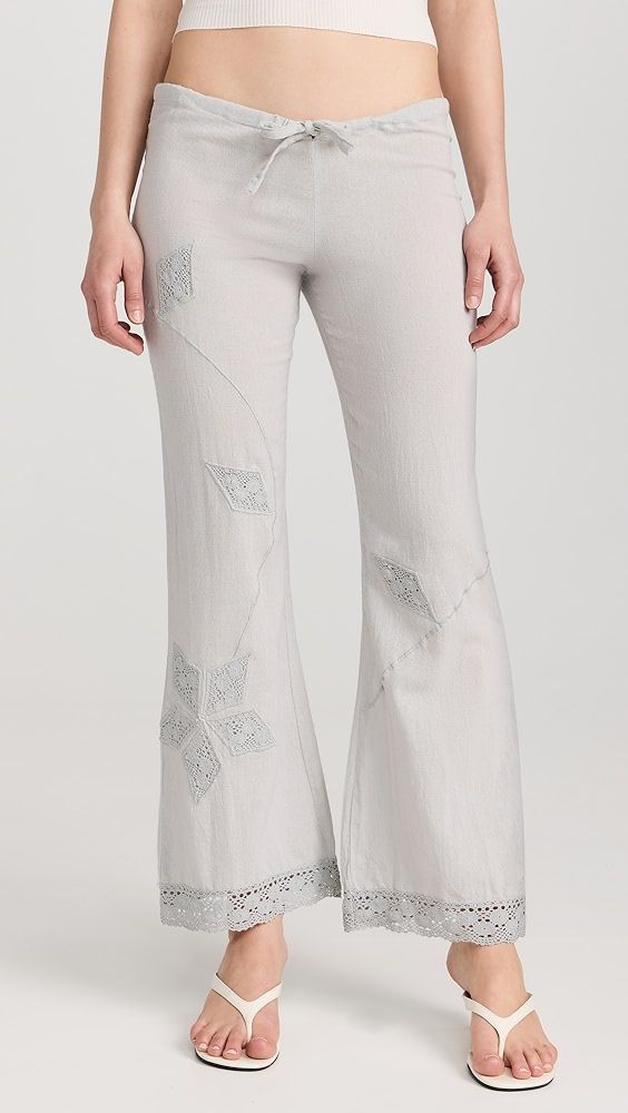 Gimaguas Star Pants | Shopbop Casual Cotton Pants With Lace Trim, Casual Stretch Bottoms With Lace Trim, Casual Stretch Pants With Lace Trim, Wide Leg Cotton Bottoms With Lace Trim, Cotton Wide-leg Bottoms With Lace Trim, Bohemian Fitted Bottoms With Crochet Trim, Fitted Bohemian Bottoms With Crochet Trim, Bohemian Cotton Bottoms With Crochet Trim, Bohemian Stretch Bottoms With Lace Trim