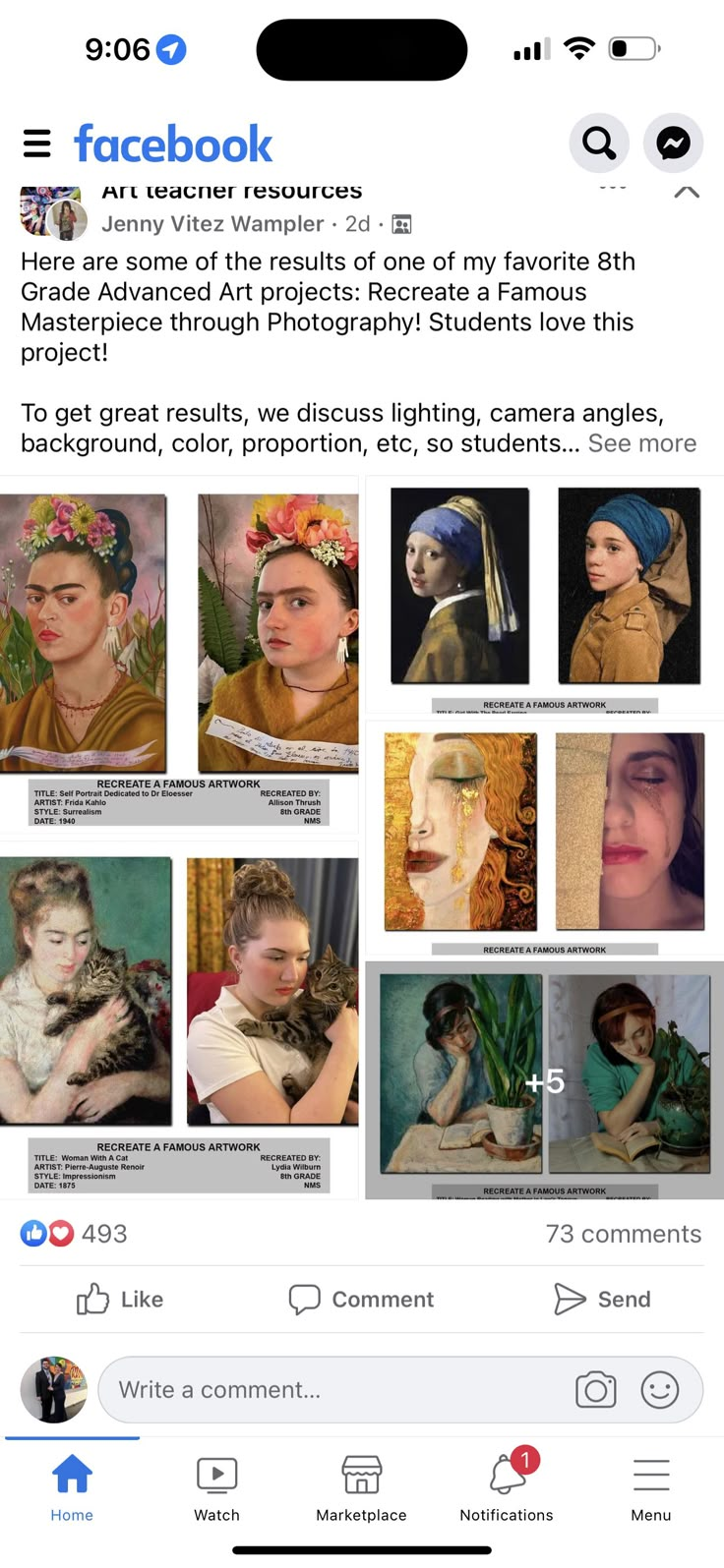 the facebook page for an artist's work, with pictures of women and cats