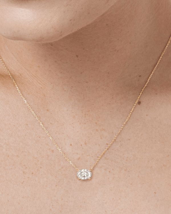 Everyday Necklace Simple, East West Setting, Solitaire Necklace, Oval Necklace, Wind Energy, Necklace Simple, Everyday Necklace, Solitaire Pendant, East West