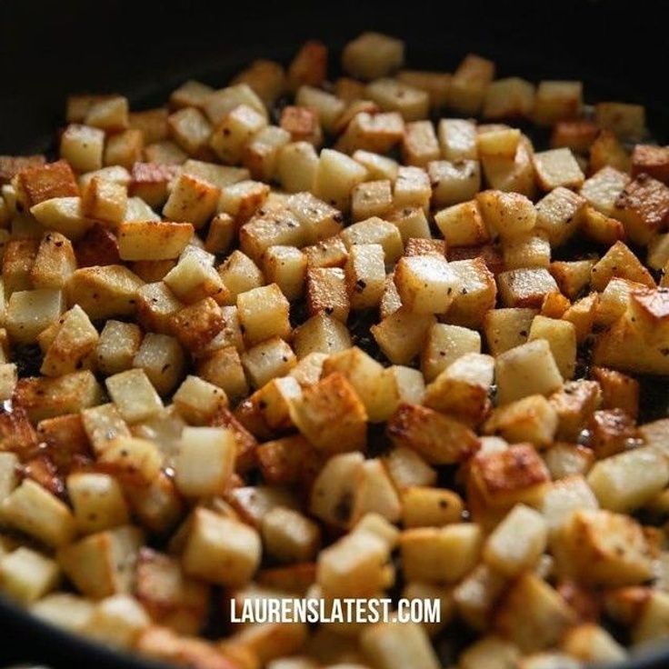 cooked potatoes in a skillet ready to be eaten