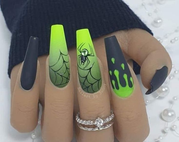 Fun Halloween Nails, Black Halloween Nails, Horror Nails, Holloween Nails, Halloween Acrylic Nails, Cute Halloween Nails, Goth Nails, Inspired Nails, Black Nail Designs