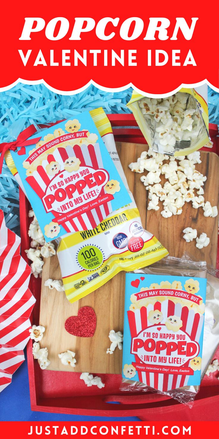 popcorn valentine's day idea with the text overlay that says popcorn valentine's day