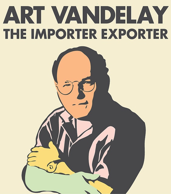 the poster for art vandelay's upcoming show, the importer explorer