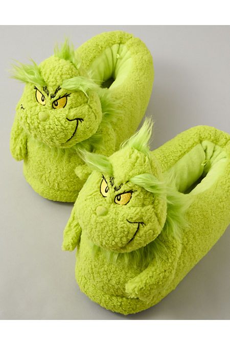 Soft & cozy/Slip-on silhouette Plush Jordan Slippers, Grinch Pjs, Grinch Slippers, Grinch Gifts, Grinch Pajamas, Grinch Stuff, Funny Slippers, Burr Basket, Fun Slippers