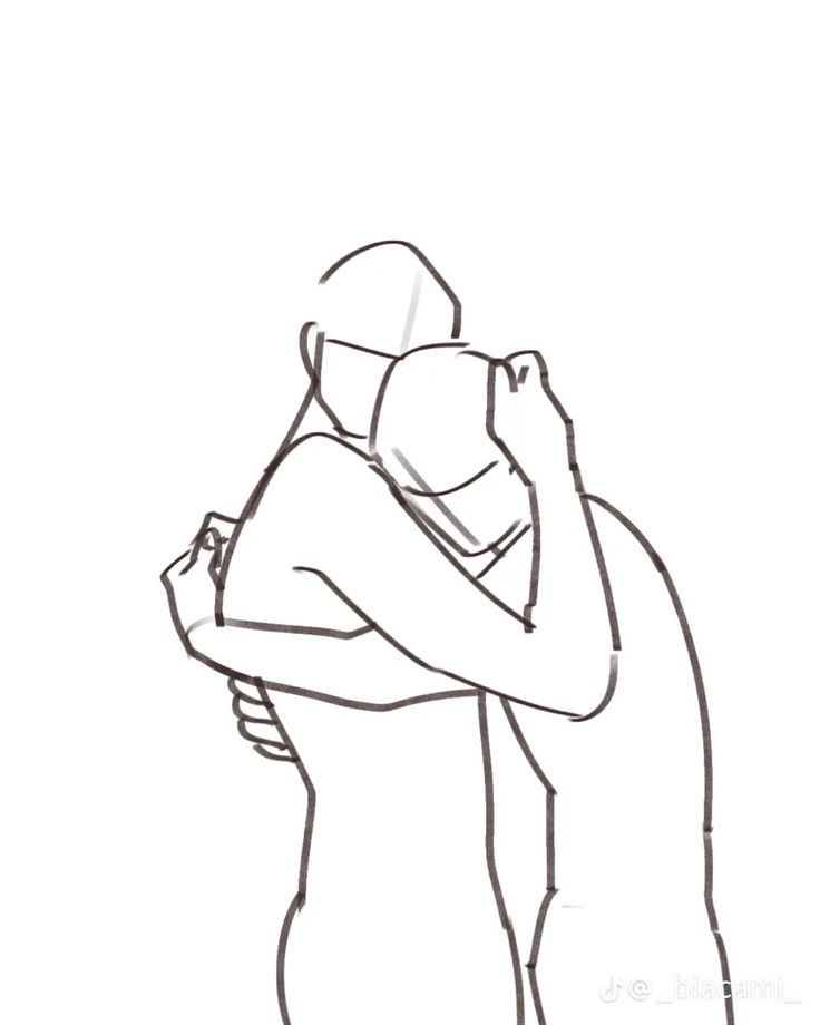 a drawing of two people hugging each other