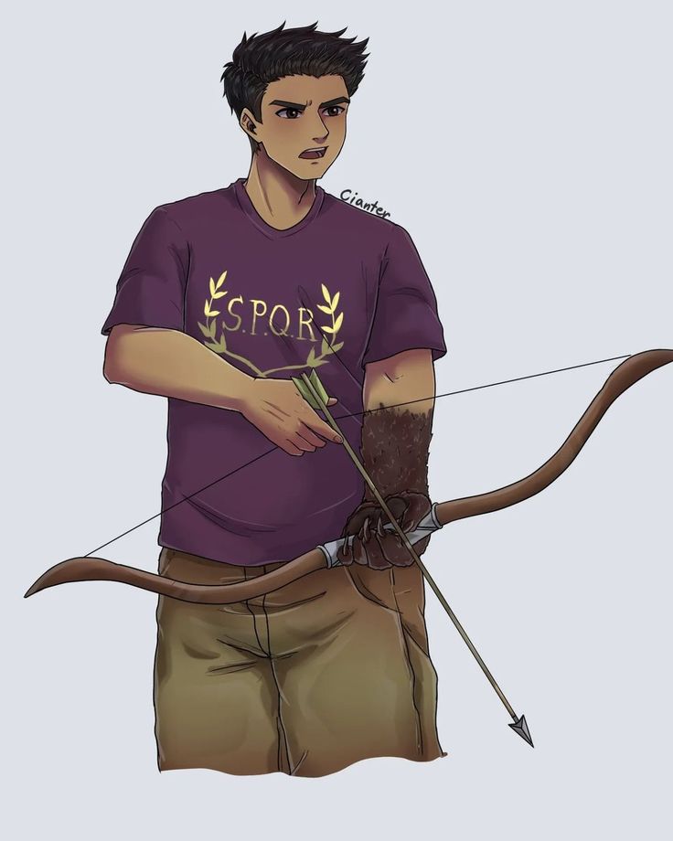 a drawing of a man holding a bow and arrow