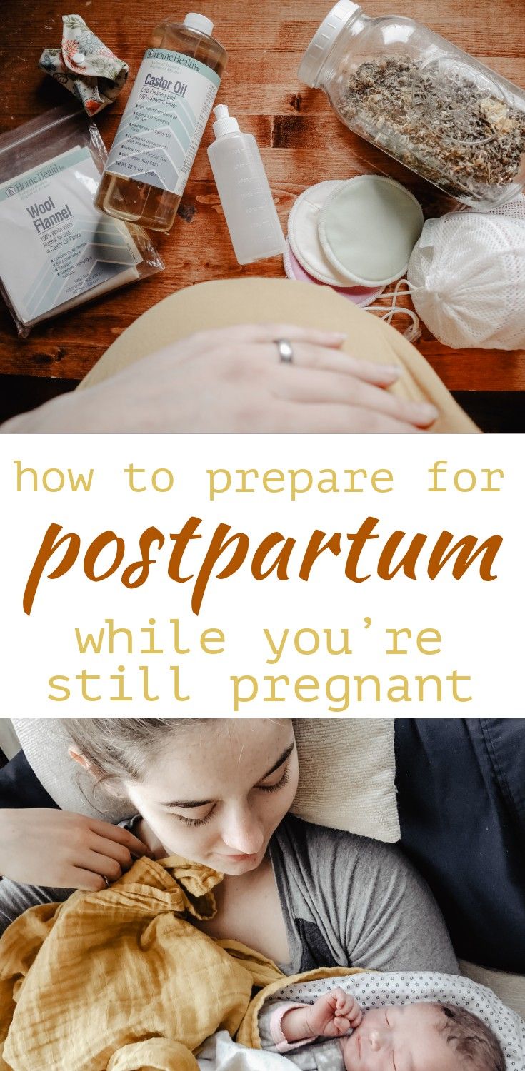 a woman holding a baby in her arms with the words how to prepare for postpartum while you're still pregnant