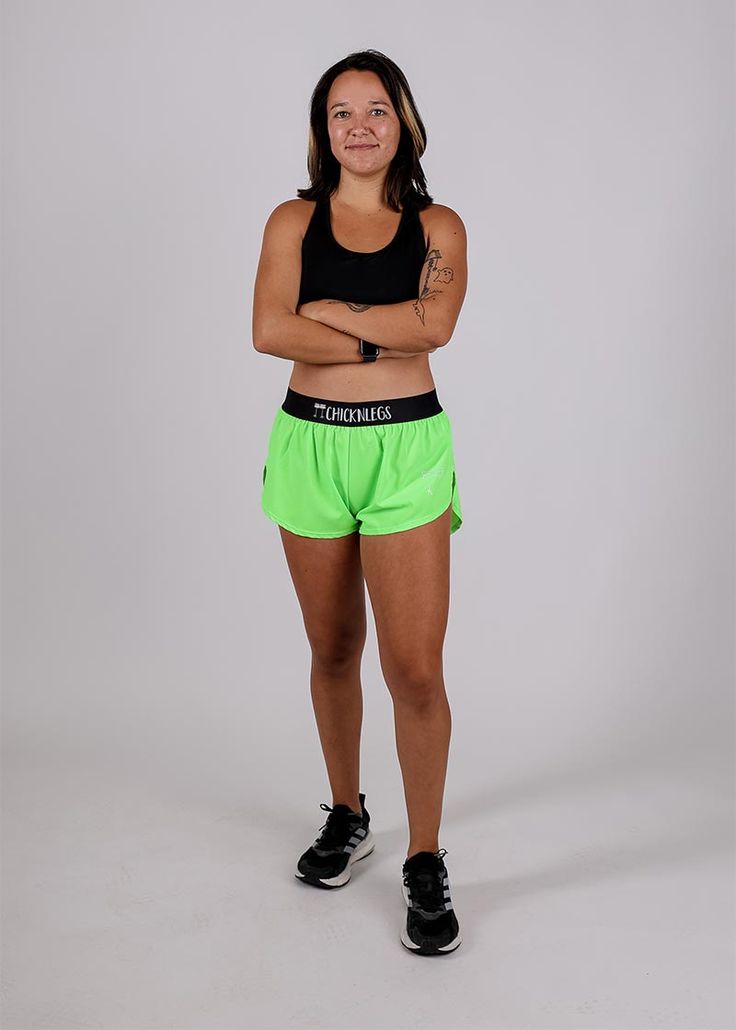 Do you have ChicknLegs? These are the brightest neon green shorts you’ll ever see. The ChicknLegs 1.5" split running shorts are known for their lightweight fabric, ultra soft liners, comfortable waistbands, and funny printed designs. Features: ✔ Soft elastic waistband provides a smooth fit that stays in place ✔ Rear zipper pocket to stash the essentials✔ Black mesh liner offers full coverage and breathability✔ Machine washable ✔ High visibility ✔ 1.5" Inseam and 2.5" Side Split✔ Model is 5'1" - Neon Green Shorts, Neon Shorts, Chicken Legs, Green Shorts, Side Split, Fun Prints, Black Mesh, Running Shorts, Neon Green