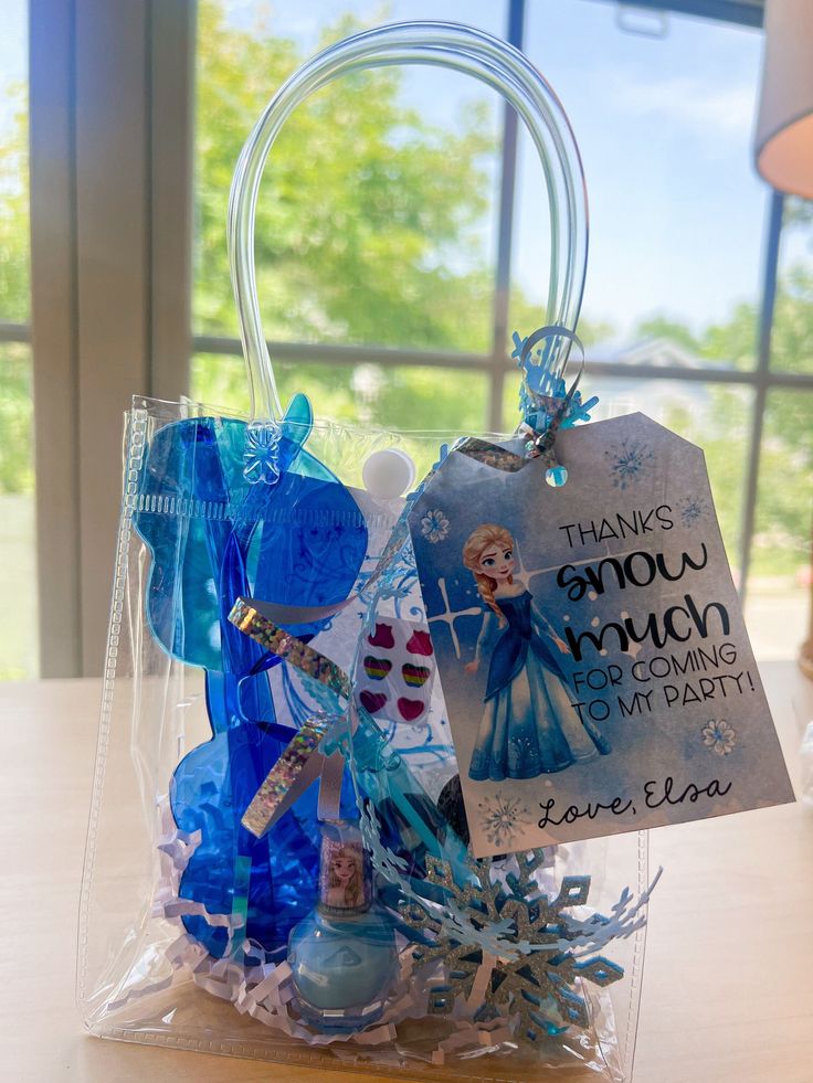 a frozen princess themed gift bag for someone's birthday