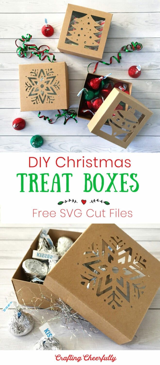 christmas treat boxes with the words diy christmas treat boxes in it and an image of some