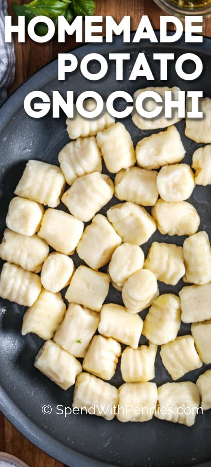 homemade potato gnocchini in a cast iron skillet