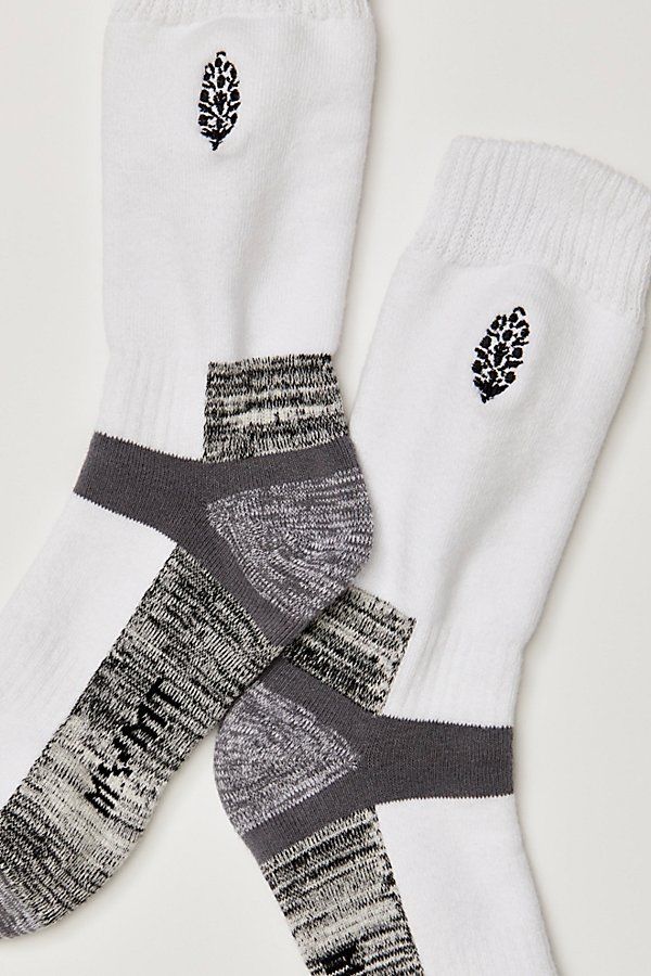 Just as fun as they are functional, these super cool socks are featured in a classic crew style with contrast detailing at bottom for both comfort and compression. **Features:** Crew style, ribbed knit top, buti logo embroidery, colorblocked design **Why We ❤ It:** The perfect pair for trekking the trail, these effortlessly essential socks are sure to be a staple in your hiking collection for many years to come. | Total Trek Hike Socks by FP Movement at Free People, Black & White Winter Sporty Socks With Ribbed Cuffs, Sporty Winter Socks With Ribbed Cuffs, Sporty Anti-odor Winter Socks, Comfortable Functional White Socks, Comfortable White Functional Socks, Comfortable White Socks For Outdoor, Comfortable White Outdoor Socks, White Anti-odor Outdoor Socks, White Anti-odor Socks For Outdoor