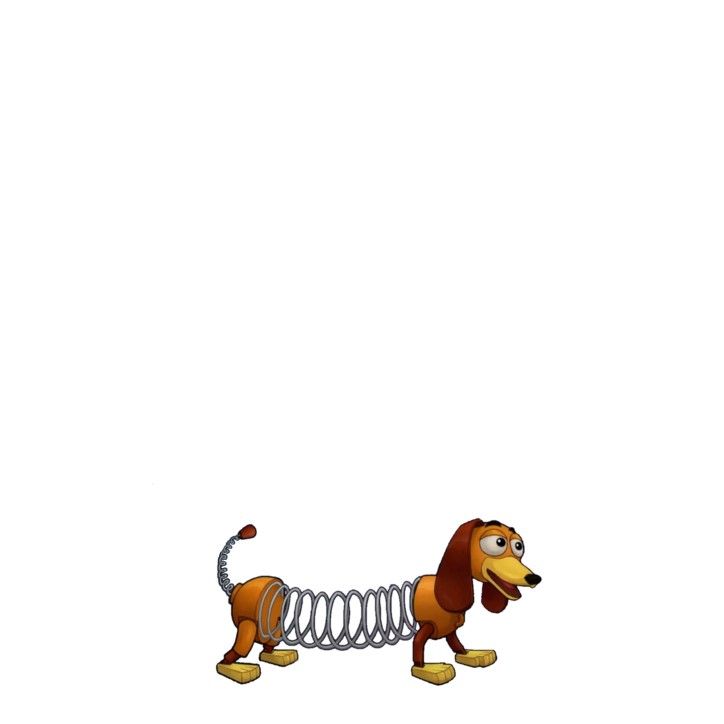 a cartoon dachshund dog with a spiral around its neck and legs, on a white background