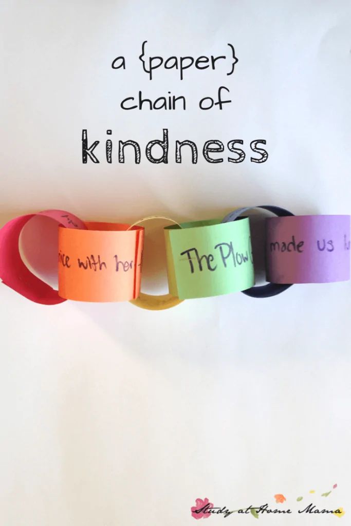 four bracelets with words on them that say the power and the paper chain of kindness