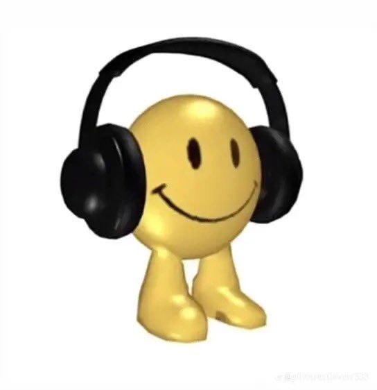 a smiley face with headphones on