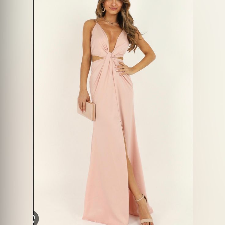 Showpo Nwt Dress Pink Floor-length Dress For Spring, Pink Maxi Dress For Spring Evening, Chic Pink Maxi Dress For Evening, Chic Pink Maxi Dress For Party, Chic Pink Maxi Evening Dress, Chic Pink Evening Maxi Dress, Pink Dressy Cocktail Dress, Chic Pink Evening Dress For Bridesmaid, Chic Pink Bridesmaid Evening Dress