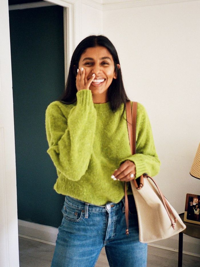 Monikh Dale, Knitwear Trends, Oufits Casual, Sweater Outfit, Autumn Outfit, Tops Fall, Fashion Editor, Green Sweater, Who What Wear