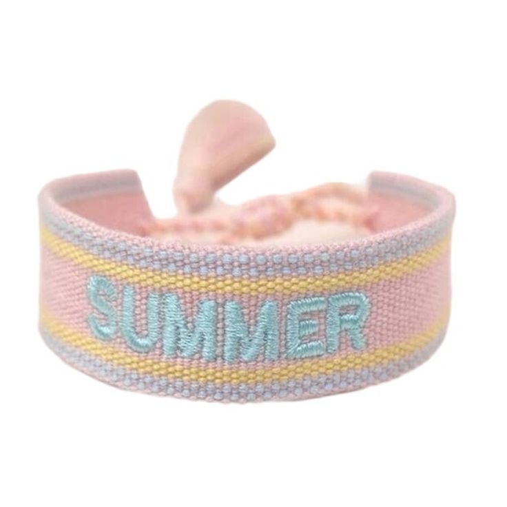 Summer Woven Bracelet. Pink And Blue. Boho Blue Friendship Bracelets As Spring Gifts, Blue Bracelets For Spring, Handmade Blue Friendship Bracelets For Summer, Trendy Bracelets As Spring Gift, Trendy Bracelets For Spring As A Gift, Trendy Blue Braided Bracelets For Vacation, Casual Beaded Bracelets For Vacation And Summer, Casual Beaded Bracelets For Summer Vacation, Trendy Blue Braided Bracelets For Summer