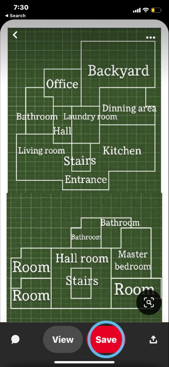 an iphone screen showing the location of several rooms in each room, including one bedroom and two