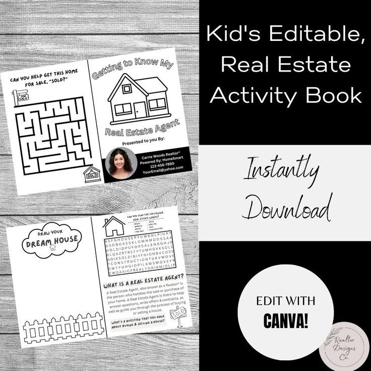 the kids's editable real estate activity book