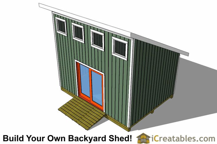 a small green shed with the words build your own backyard shed on it's side