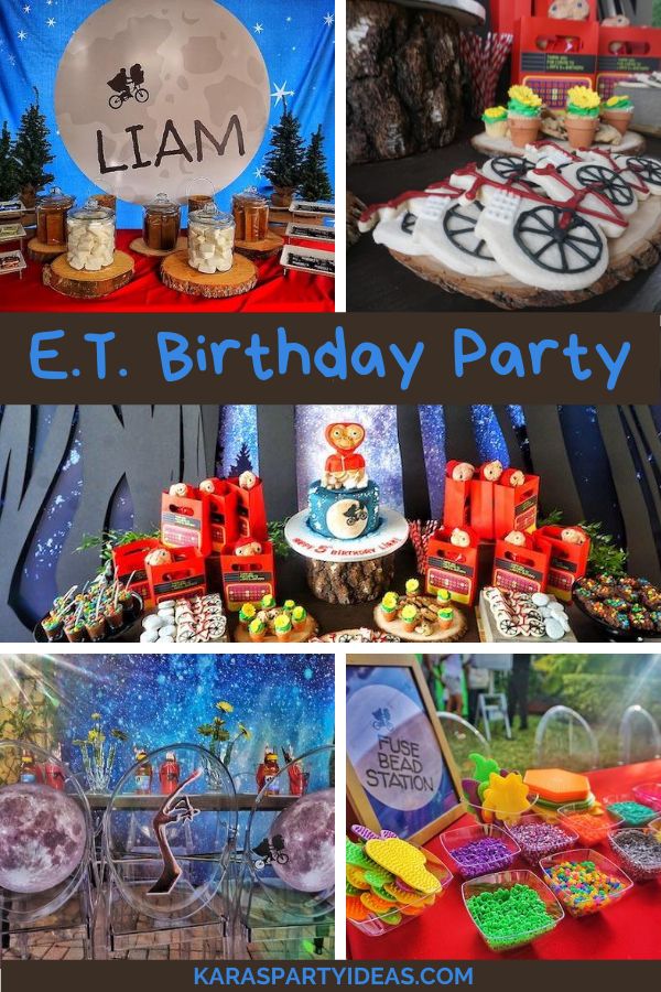 a collage of photos with different themes for a birthday party