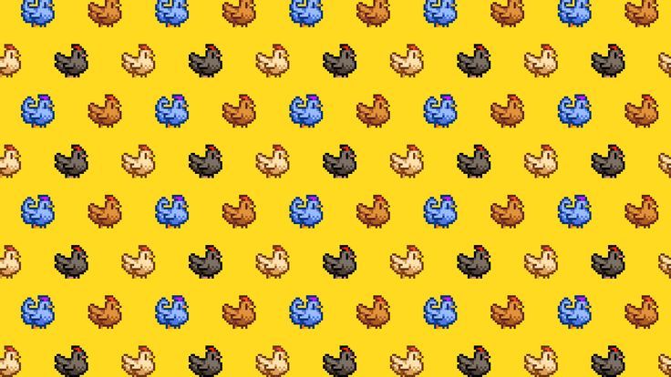 an old school video game pattern with chickens and birds on yellow background stock photo, images and