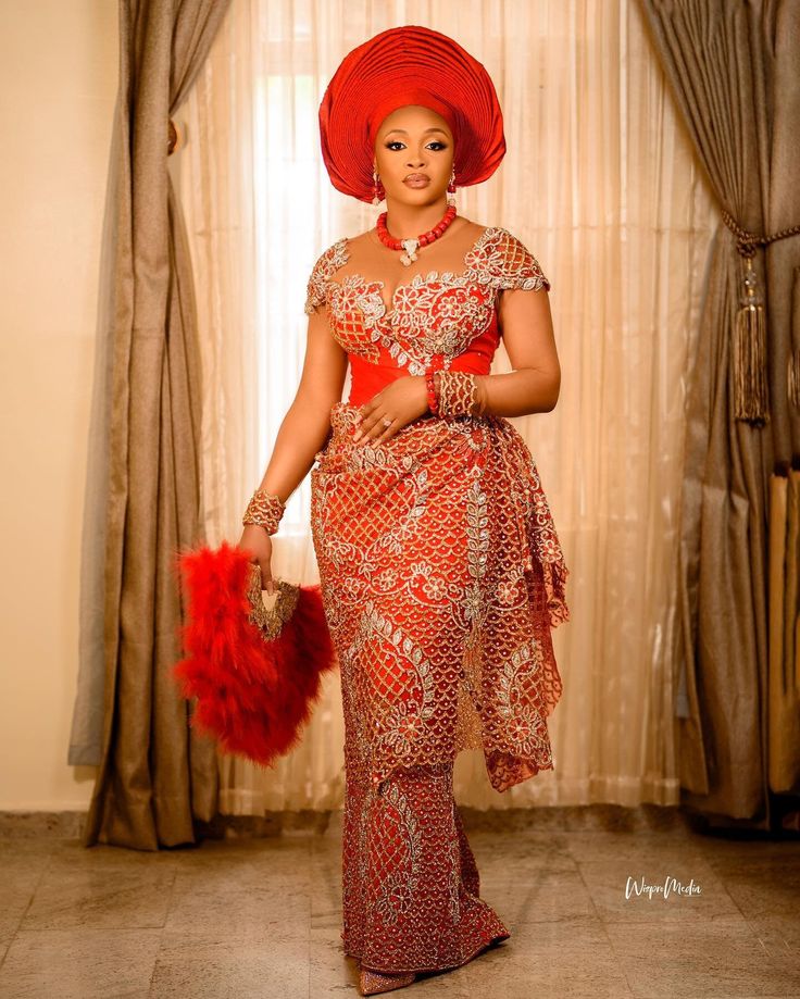 beautifully made with love and can suit all body sizes,  this is made with African George fabric, note that this kind of fabric comes in different unique sample but always similar  please note that your desired style remains the same thing  customization is fully accepted Igbo Wedding Dress, Nigerian Wedding Dresses Traditional, Outfit Traditional, Mermaid Long Bridesmaid Dresses, Igbo Wedding, Nigerian Lace Styles Dress, African Party Dresses, Nigerian Lace Styles, Traditional Gowns