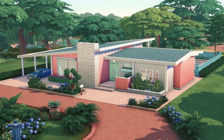 this is an artist's rendering of a house in the middle of a park