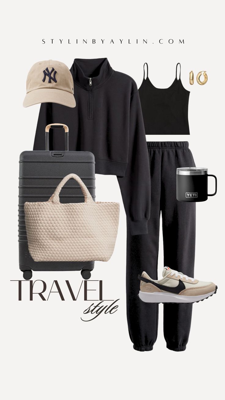 All Black Travel Outfit Airport Style, Casual Winter To Spring Outfits, Comfortable Traveling Outfits, Cozy Travel Outfit Airport Style, Cute Comfortable Travel Outfits, Comfy Casual Outfits Spring, Comfy Chic Aesthetic, Cute Travel Outfits Spring, European Summer Outfits Paris