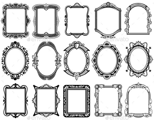 a set of ornate frames and borders