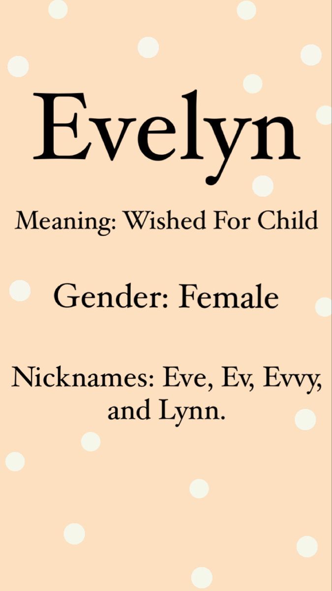 the front cover of evelyn's poem, meaning wishes for child gender female nickanne eve