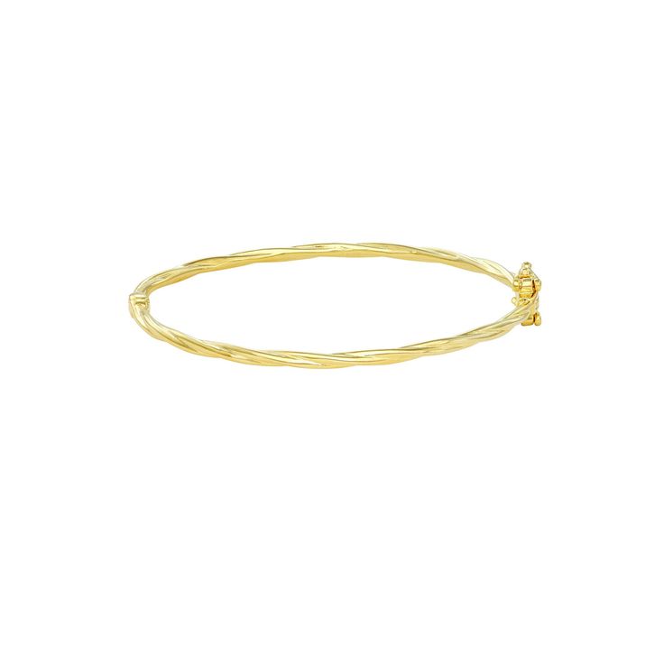 This adorable 14k gold over sterling silver bracelet is the perfect piece to start your little girl's jewelry collection. This adorable 14k gold over sterling silver bracelet is the perfect piece to start your little girl's jewelry collection.Click on this JEWELRY & WATCHES GUIDE to learn about fit, styles, materials and more! Length: 5 in. Metal: sterling silver Plating: 14k gold Finish: polished Packaging: boxed Please note, due to the high value of this item, a signature may be required upon Yellow Gold Bangle Bracelet With Spring Ring Clasp, Gold-colored Dainty Sterling Silver Bangle, Gold Dainty Sterling Silver Bangle Bracelet, Dainty Gold Sterling Silver Bangle Bracelet, Dainty Gold-colored Sterling Silver Bangle, Adjustable Hoop Yellow Gold Bracelet, Adjustable Yellow Gold Hoop Bracelet, 14k Gold Hoop Bracelet Gift, 14k Gold Hoop Bracelet As A Gift