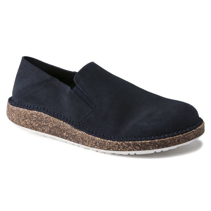 Callan Suede Leather Navy | BIRKENSTOCK Navy Loafers, Birkenstock Styles, Men Birkenstock, Birkenstock Style, Birkenstock Women, Calf Muscles, Birkenstock Shoes, Flat Espadrille, Soft Suede