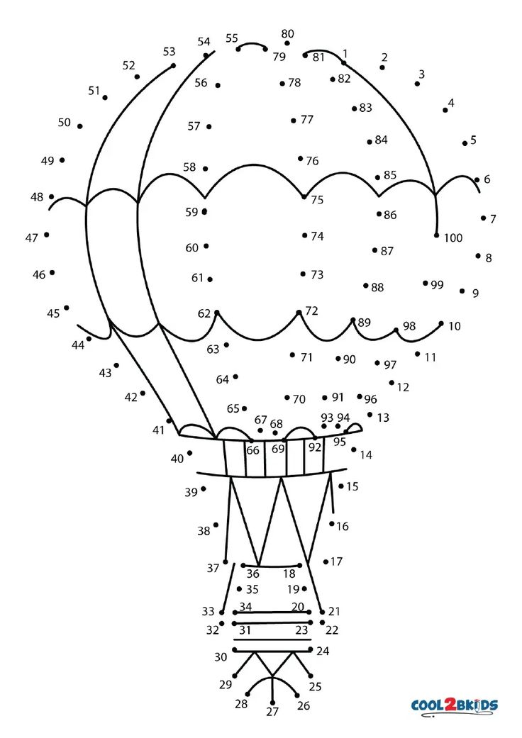 the hot air balloon dot to dot game is shown in black and white with numbers on it