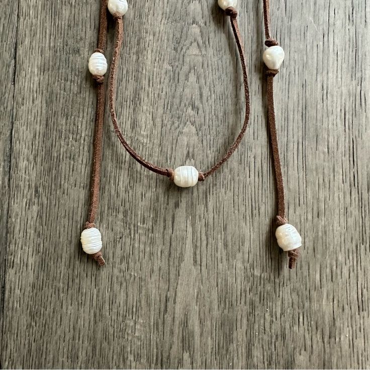 58” From End To End. Never Worn. I Guess I’m Just Not A Necklace Person. Leather Pearl Jewelry, Wrap Necklace, End To End, Wrap Necklaces, Pearl Leather, A Necklace, Pearl Jewelry, Womens Jewelry Necklace, Faux Pearl