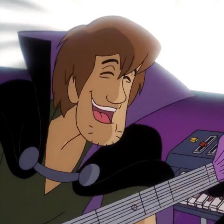 a cartoon character playing an electric guitar