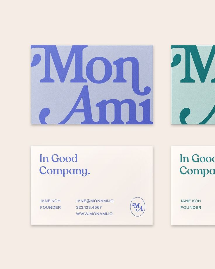 three business cards with the words in good company